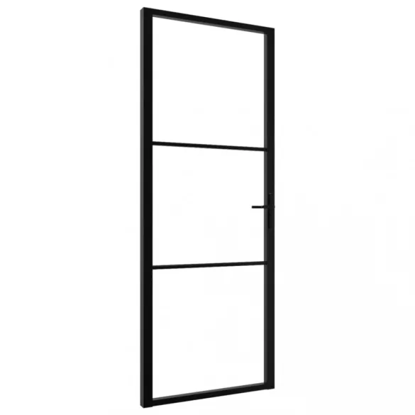 fekete ESG üveg és alumínium beltéri ajtó 76 x 201,5 cm