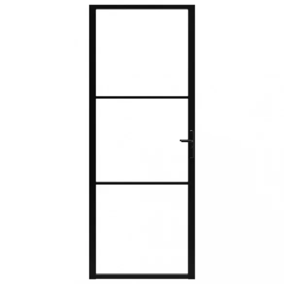 fekete ESG üveg és alumínium beltéri ajtó 76 x 201,5 cm