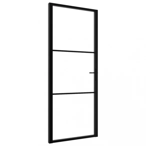 fekete ESG üveg és alumínium beltéri ajtó 83 x 201,5 cm