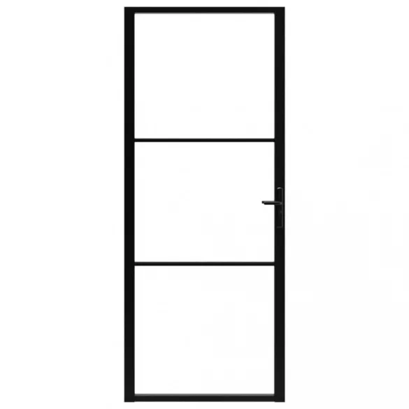 fekete ESG üveg és alumínium beltéri ajtó 93 x 201,5 cm