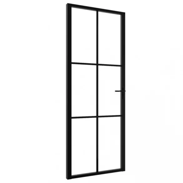 fekete ESG üveg és alumínium beltéri ajtó 76 x 201,5 cm