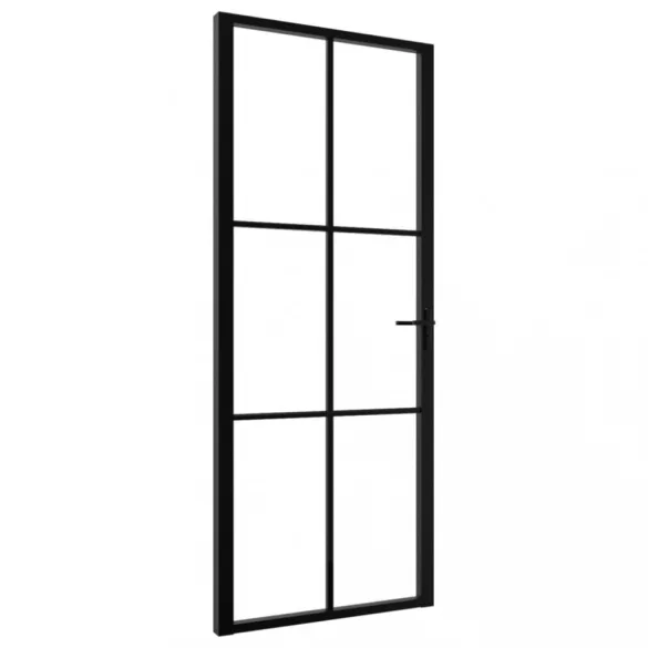 fekete ESG üveg és alumínium beltéri ajtó 83 x 201,5 cm
