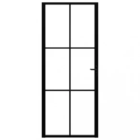 fekete ESG üveg és alumínium beltéri ajtó 83 x 201,5 cm