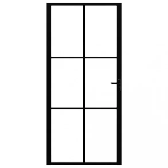 fekete ESG üveg és alumínium beltéri ajtó 93 x 201,5 cm