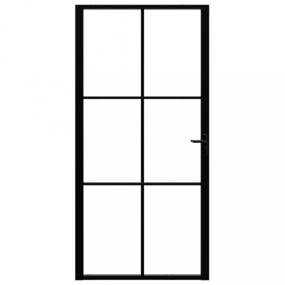 fekete ESG üveg és alumínium beltéri ajtó 102,5 x 201,5 cm