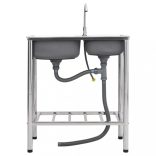 kétmedencés rozsdamentes acél kempingmosogató