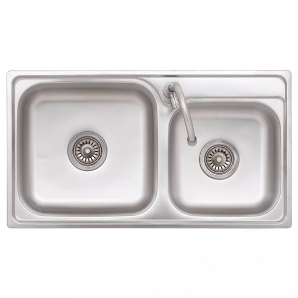 kétmedencés rozsdamentes acél kempingmosogató