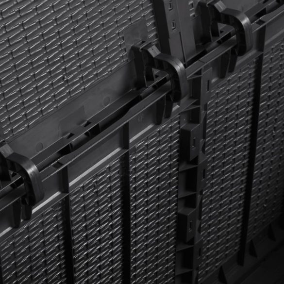 fekete PP rattan kerti tárolóláda 180 L