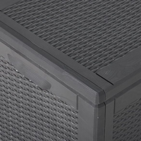 fekete PP rattan kerti tárolóláda 180 L