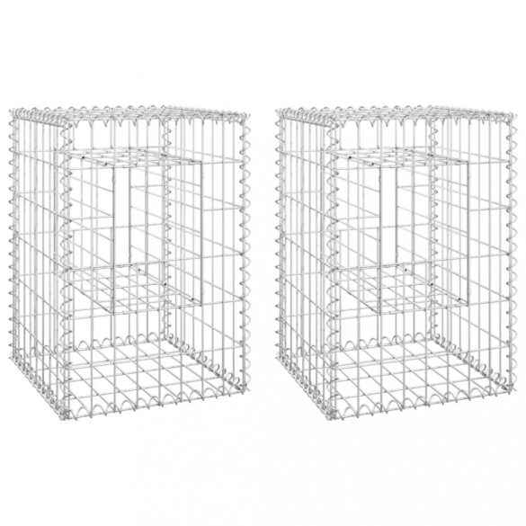 2 db vas gabionkosaras oszlop 40 x 40 x 60 cm