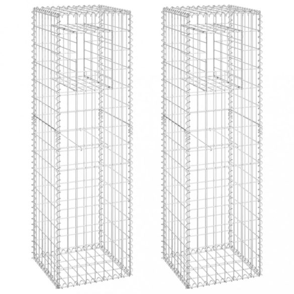 2 db vas gabionkosaras oszlop 40 x 40 x 140 cm
