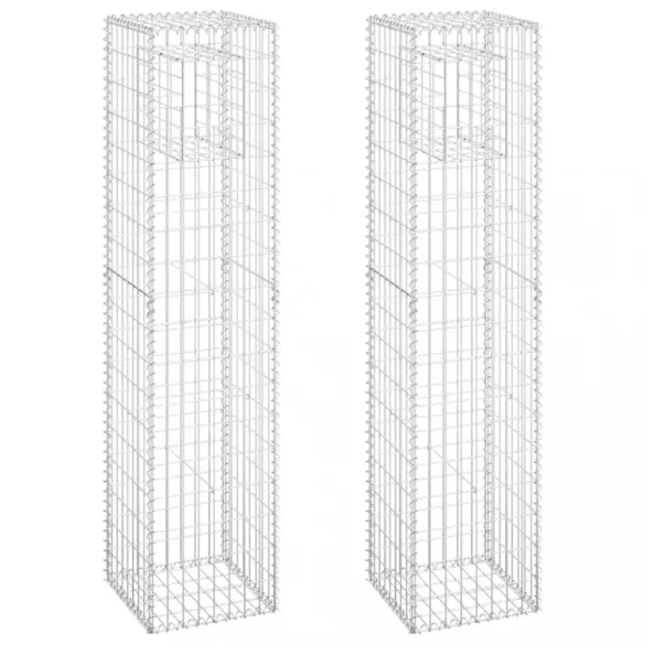 2 db vas gabionkosaras oszlop 40 x 40 x 180 cm