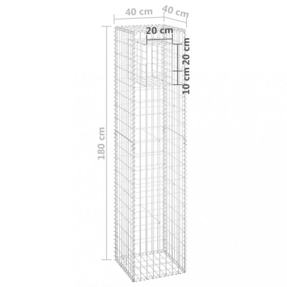 2 db vas gabionkosaras oszlop 40 x 40 x 180 cm