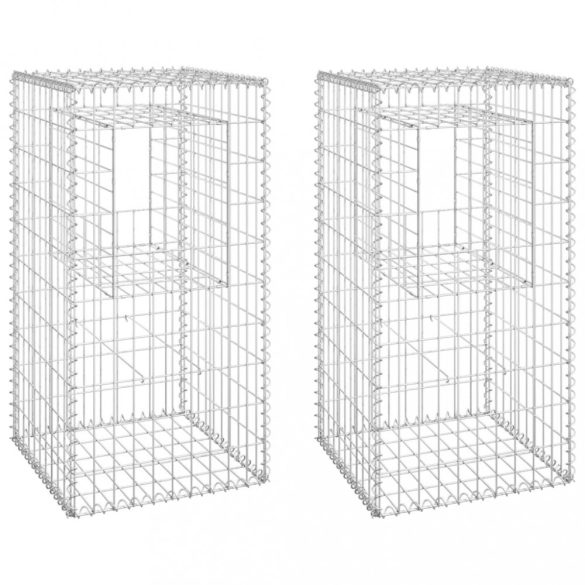 2 db vas gabionkosaras oszlop 50 x 50 x 100 cm