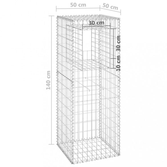 vas gabionkosaras oszlop 50 x 50 x 140 cm