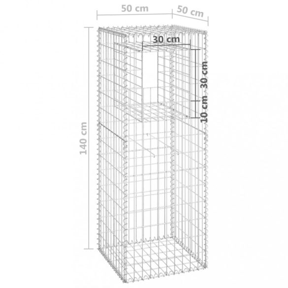 2 db vas gabionkosaras oszlop 50 x 50 x 140 cm