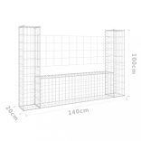 U-alakú vas gabionkosár 2 oszloppal 40 x 20 x 100 cm