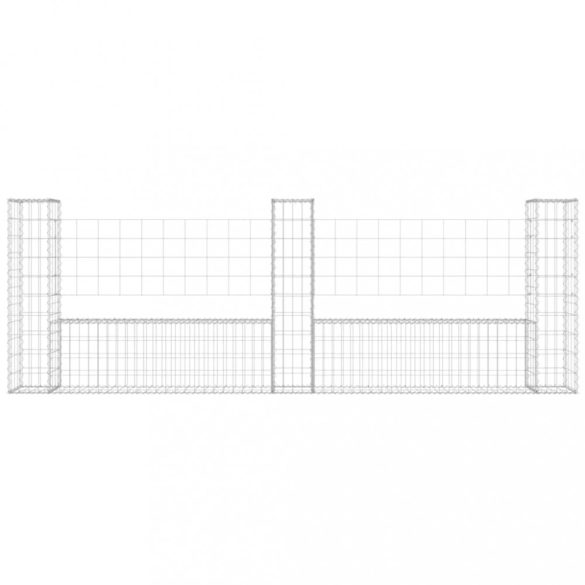 U-alakú vas gabionkosár 3 oszloppal 260 x 20 x 100 cm