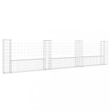 U-alakú vas gabionkosár 4 oszloppal 380 x 20 x 100 cm