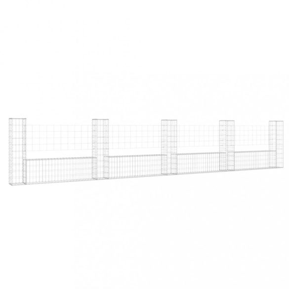 U-alakú vas gabionkosár 5 oszloppal 500 x 20 x 100 cm