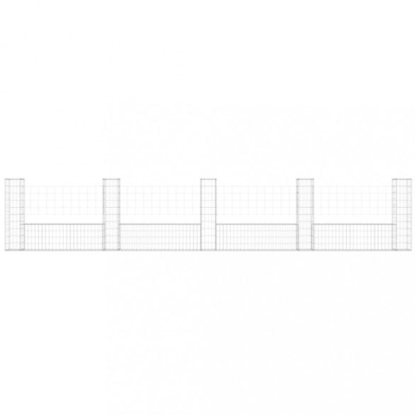 U-alakú vas gabionkosár 5 oszloppal 500 x 20 x 100 cm
