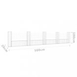 U-alakú vas gabionkosár 5 oszloppal 500 x 20 x 100 cm