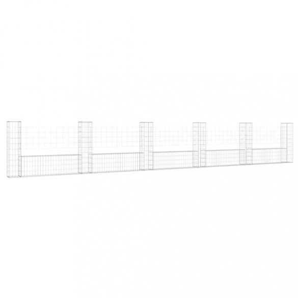 U-alakú vas gabionkosár 6 oszloppal 620 x 20 x 100 cm