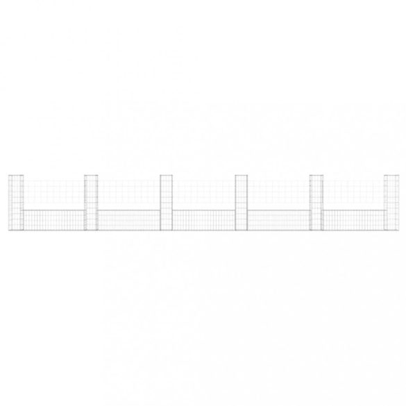 U-alakú vas gabionkosár 6 oszloppal 620 x 20 x 100 cm