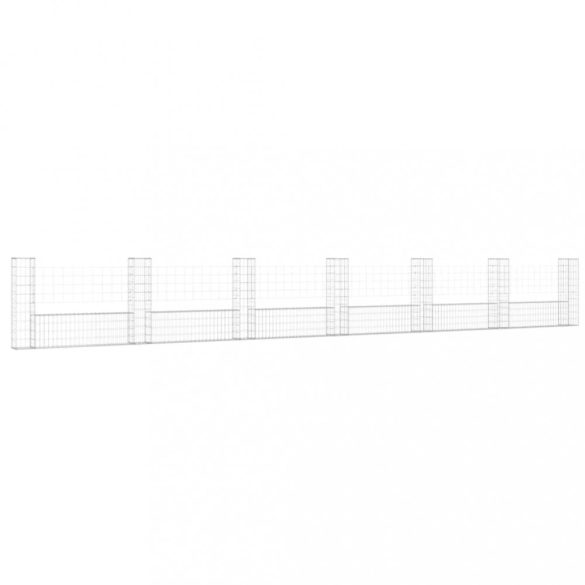U-alakú vas gabionkosár 7 oszloppal 740 x 20 x 100 cm