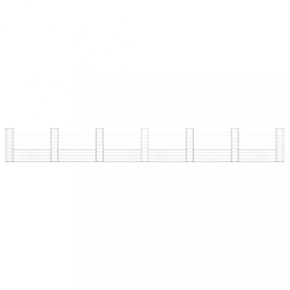 U-alakú vas gabionkosár 7 oszloppal 740 x 20 x 100 cm