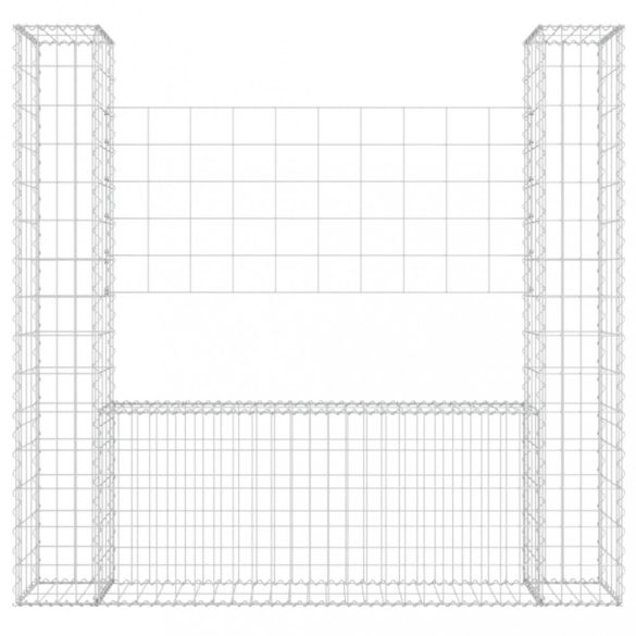 U-alakú vas gabionkosár 2 oszloppal 140 x 20 x 150 cm