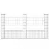 U-alakú vas gabionkosár 3 oszloppal 260 x 20 x 150 cm