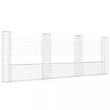 U-alakú vas gabionkosár 4 oszloppal 380 x 20 x 150 cm