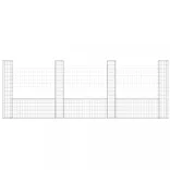 U-alakú vas gabionkosár 4 oszloppal 380 x 20 x 150 cm