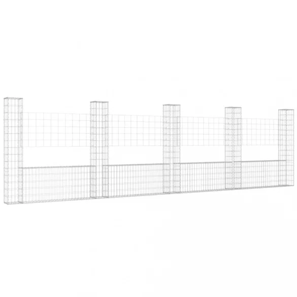 U-alakú vas gabionkosár 5 oszloppal 500 x 20 x 150 cm