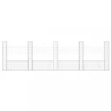 U-alakú vas gabionkosár 5 oszloppal 500 x 20 x 150 cm