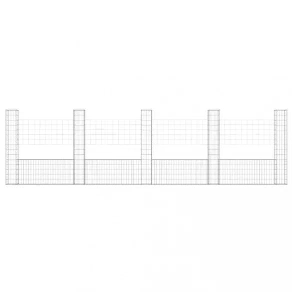 U-alakú vas gabionkosár 5 oszloppal 500 x 20 x 150 cm