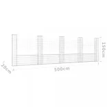 U-alakú vas gabionkosár 5 oszloppal 500 x 20 x 150 cm