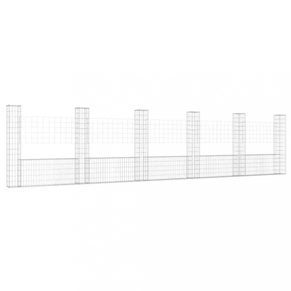 U-alakú vas gabionkosár 6 oszloppal 620 x 20 x 150 cm