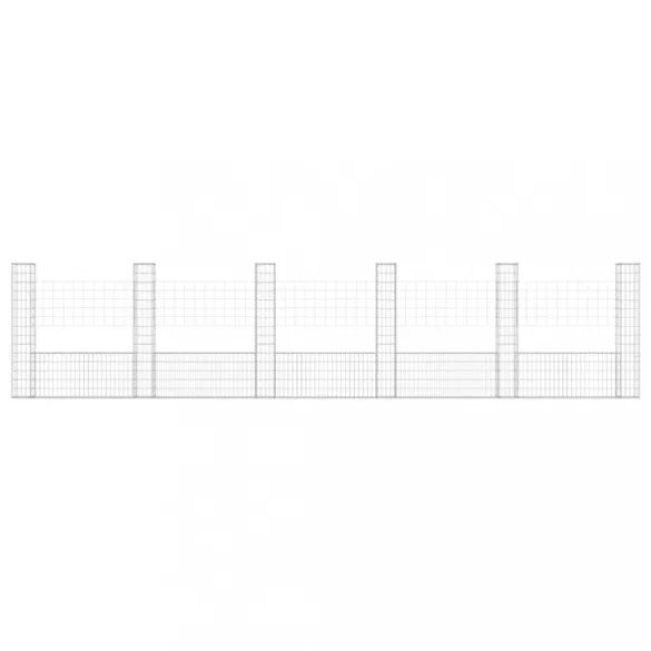 U-alakú vas gabionkosár 6 oszloppal 620 x 20 x 150 cm