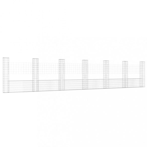 U-alakú vas gabionkosár 7 oszloppal 740 x 20 x 150 cm