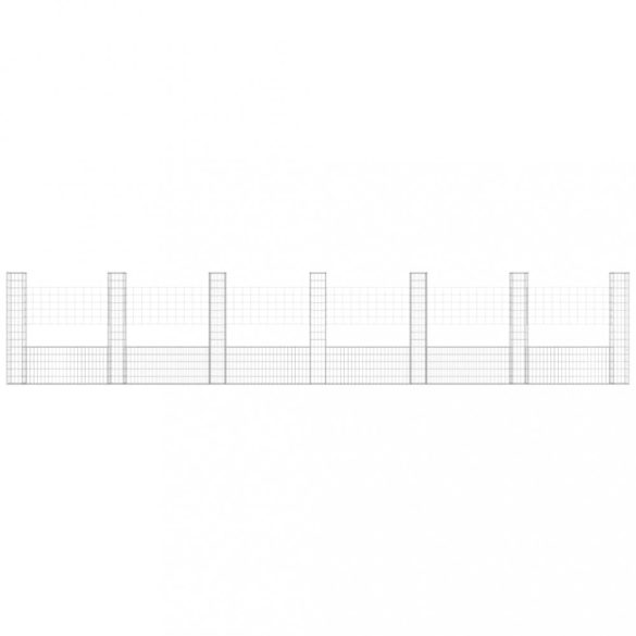 U-alakú vas gabionkosár 7 oszloppal 740 x 20 x 150 cm