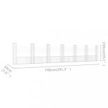 U-alakú vas gabionkosár 7 oszloppal 740 x 20 x 150 cm