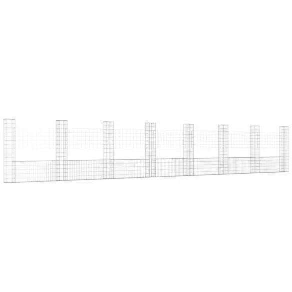 U-alakú vas gabionkosár 8 oszloppal 860 x 20 x 150 cm