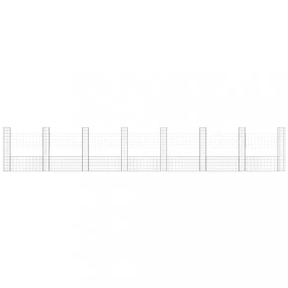 U-alakú vas gabionkosár 8 oszloppal 860 x 20 x 150 cm