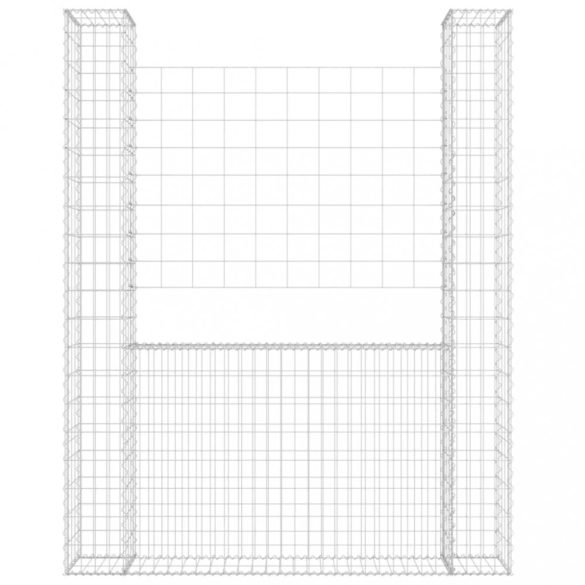 U-alakú vas gabionkosár 2 oszloppal 140 x 20 x 200 cm