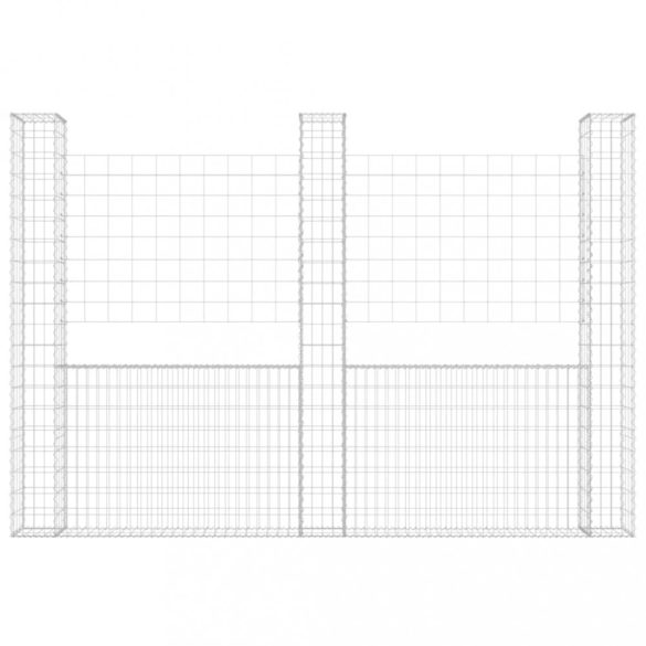 U-alakú vas gabionkosár 3 oszloppal 260 x 20 x 200 cm