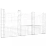 U-alakú vas gabionkosár 4 oszloppal 380 x 20 x 200 cm