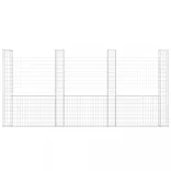 U-alakú vas gabionkosár 4 oszloppal 380 x 20 x 200 cm