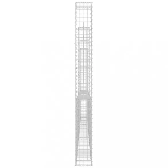 U-alakú vas gabionkosár 4 oszloppal 380 x 20 x 200 cm